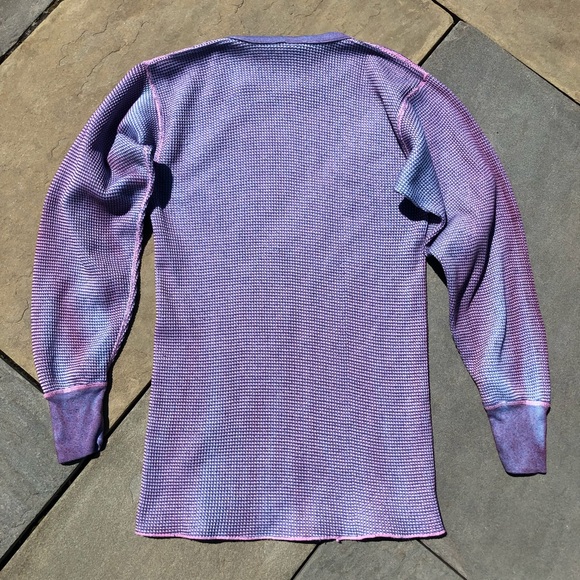 SOLD - Vintage Waffle Knit Thermal Made in USA Reworked Upcycled - Picture 2 of 8